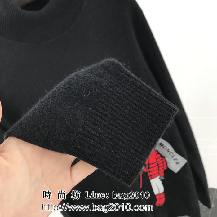 MONCLER蒙口 18ss秋冬新款 滑雪主題圖案 高領 黑色貂絨 男款羊毛衫 ydi1957